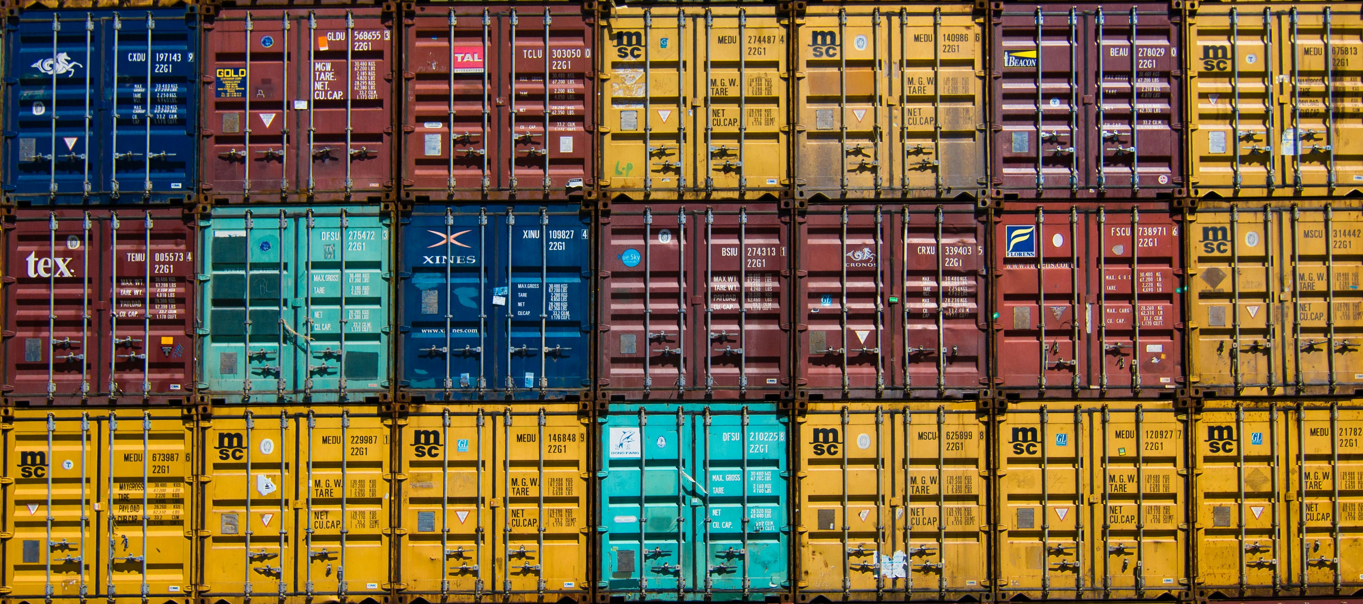 Shipping containers at a port
