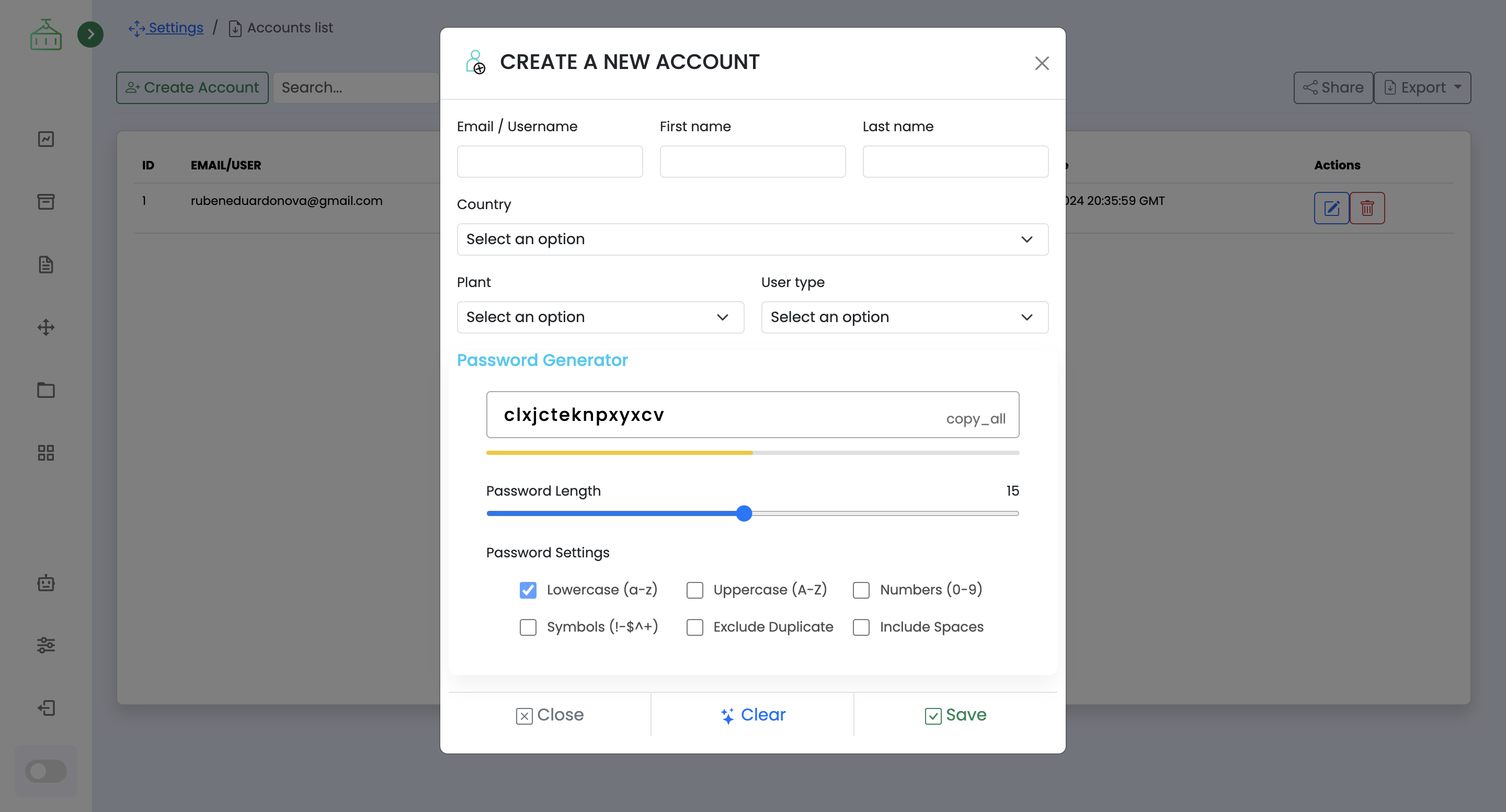 Phi-containers settings panel